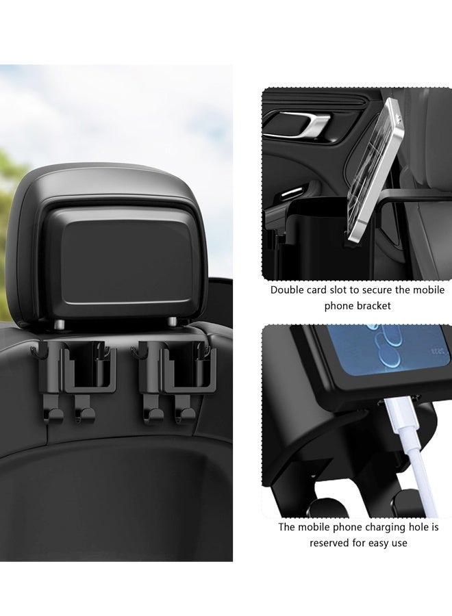 2PCS Multifunctional Car Cup Holder + Car Phone Holder + Car Purse Hook,Hanging Back Seat Car Organizer with Headrest Hooks - Image 4
